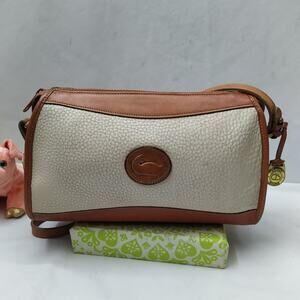 Dooney & Bourke Ivory Pebbled Leather Zipper Crossbody Bag - Vintage Made in USA